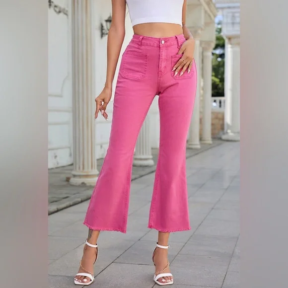 パンツ Bootcut Washed Pants - Pink Pretty in Pink Boot Cut Acid Washed Denim - Loraleis